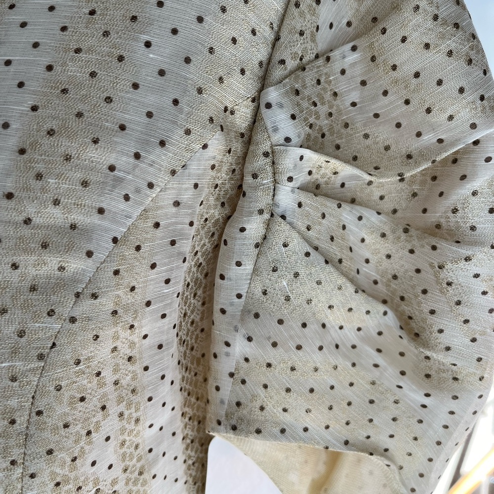 NWT YVES SAINT LAURENT rare gold dot silk blend ruched sleeve cropped blouse new - Picture 6 of 12